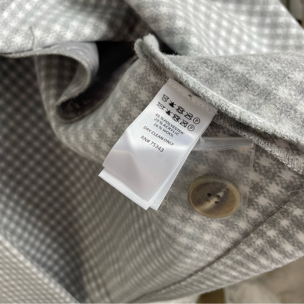 CYNTHIA Rowley Grey And White Check Wool Blend Single Button Coat - Picture 5 of 6